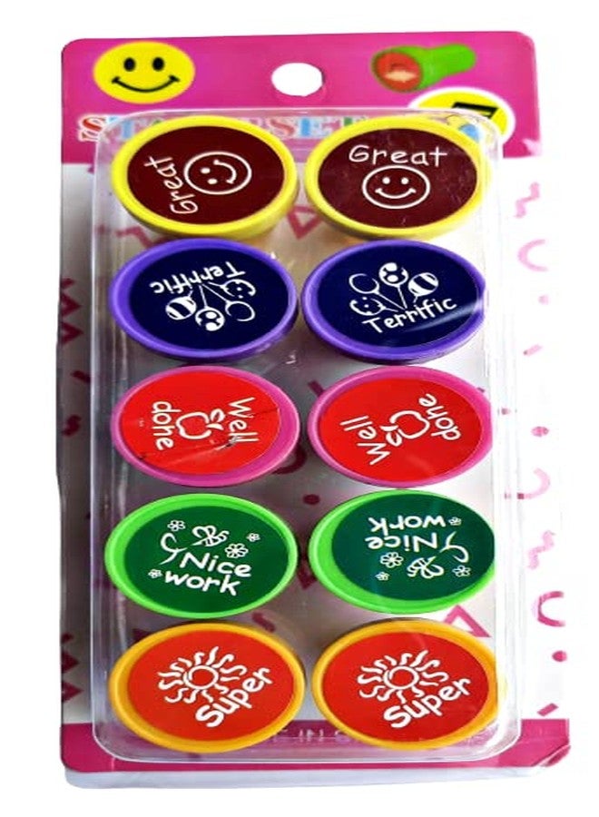 MSGH Stamps For Kids | Set Of 10 Stamp - Also Can Be Used As Pencil Tops - Prefect Gift For Teachers Parents And Students (Welldone Stamp), Multicolor - Image 2